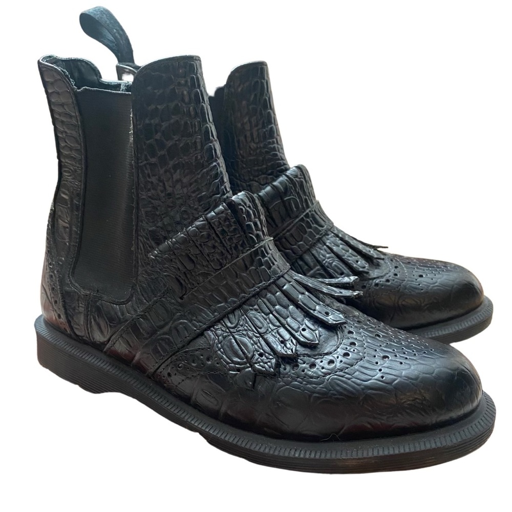 Rare Dr. Martens Tina Boots - faux alligator texture, and kiltie